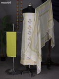 Off White and Lime Green Cotton Dress Material With Allover Prints and Bottom & Dupatta