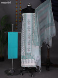 Off White and Teal Green Cotton Dress Material With Allover Prints & Lace Work Botter and Bottom & Kota Dupatta