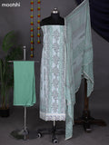 Pastel Green Shade Cotton Dress Material With Floral Embroidery Work Pattern