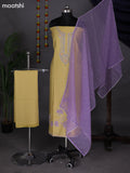 Mustard Shade and Lavender Raw Silk Dress Material With Embroidery Work Neck Pattern