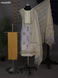 Off White and Mustard Shade Chanderi Dress Material With Allover Prints