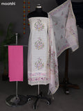 Off White and Peach Pink Chanderi Dress Material With Embroidery Work Pattern