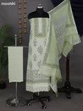 Mild Pista Green Cotton Dress Material With Prints