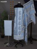 Pastel Blue Cotton Dress Material With Prints