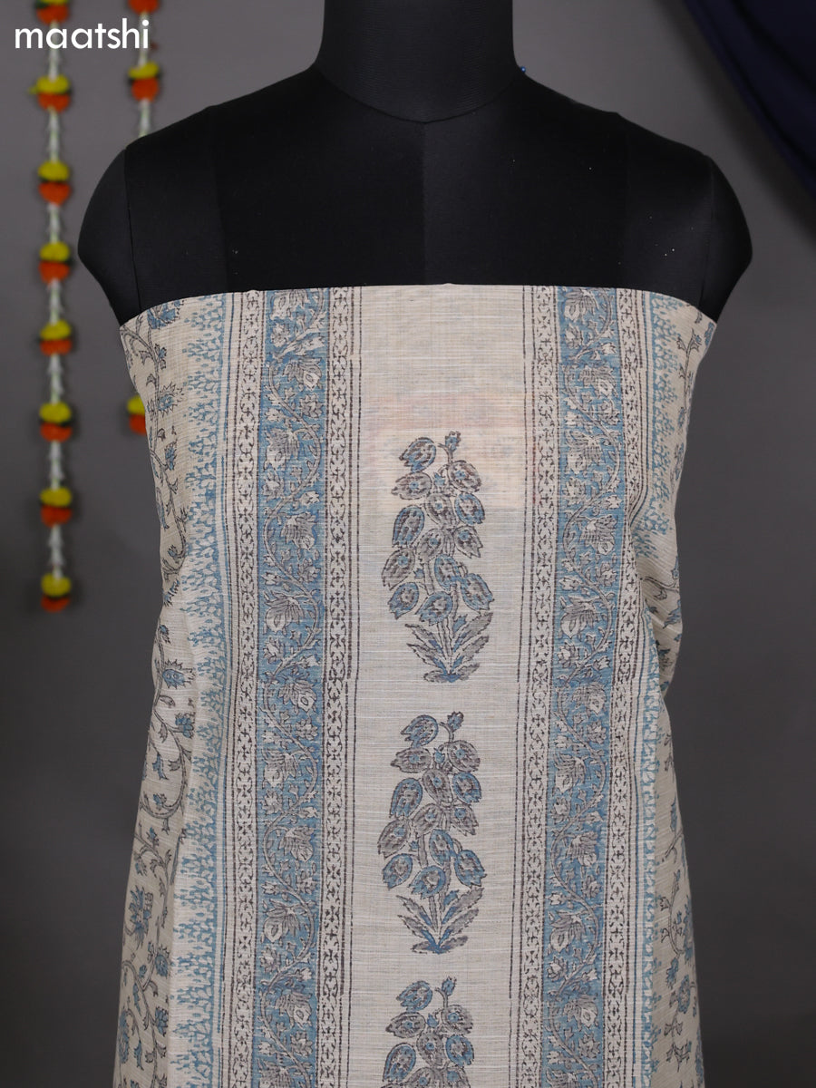 Beige and Grey Shade Cotton Dress Material With Allover Prints – Maatshi