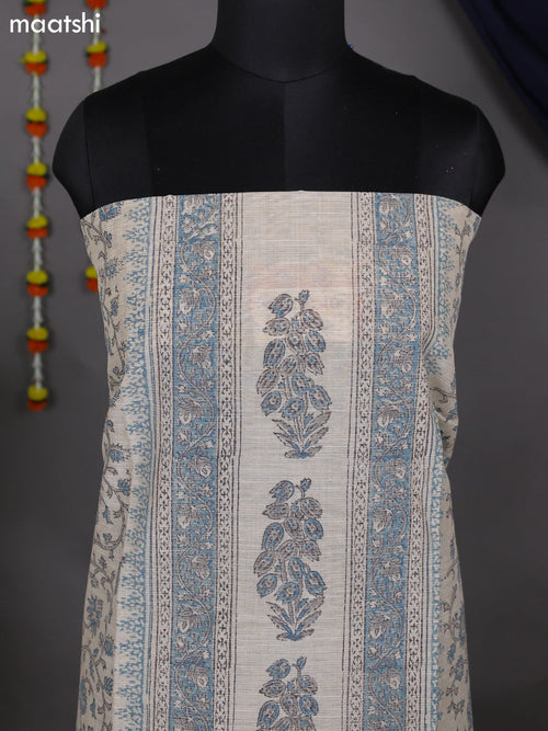 Beige and Grey Shade Cotton Dress Material With Allover Prints