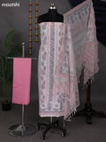 Off White and Peach Shade Cotton Dress Material With Allover Prints