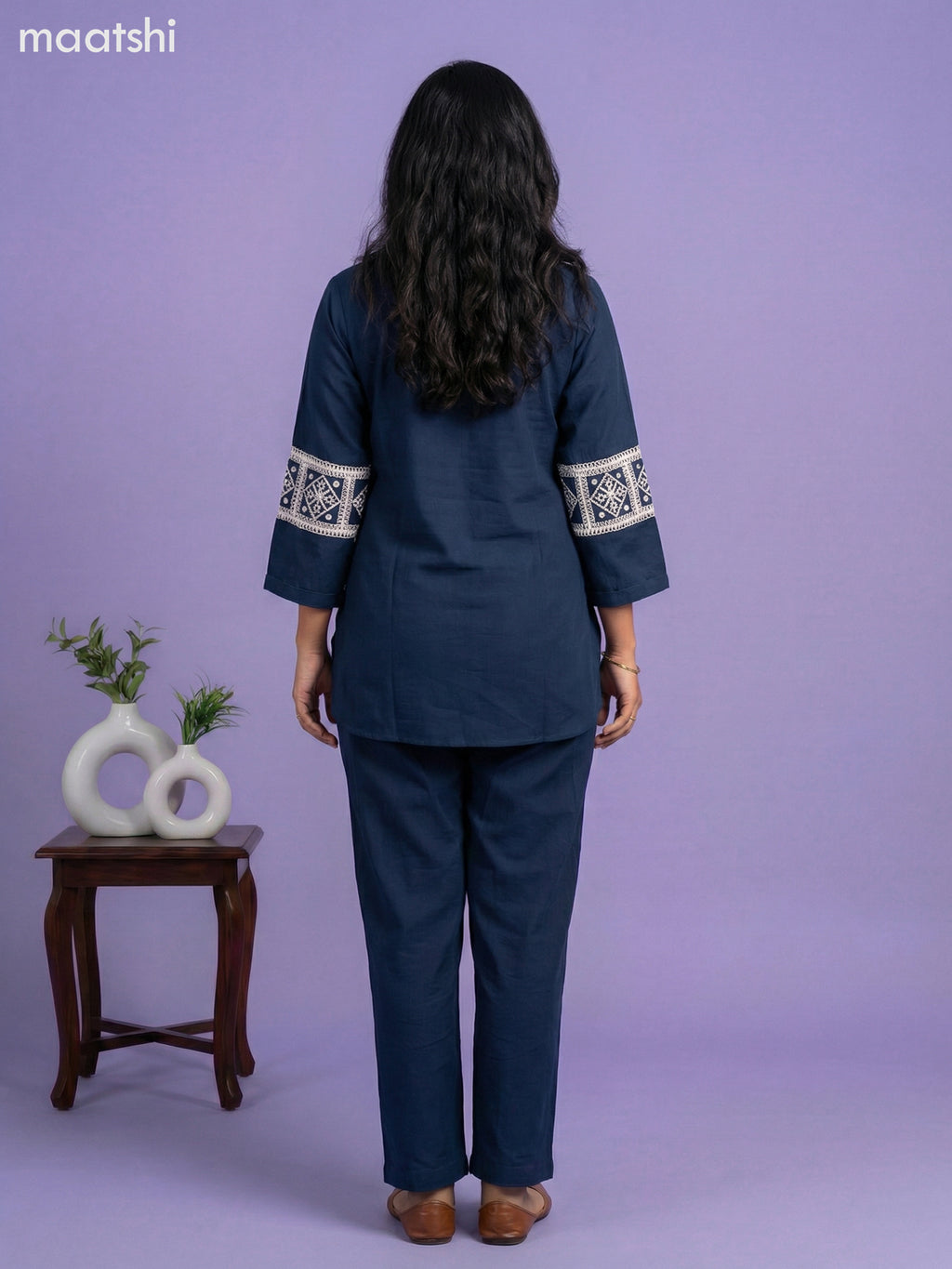 Peacock Green Rayon Embroidery Work Short Co-Ord Set