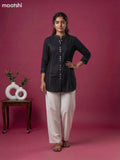 Black and Cream Rayon Simple Short Kurti Set