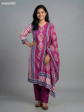 Blue and Magenta Pink Modal Ajrakh Printed Straight Suit