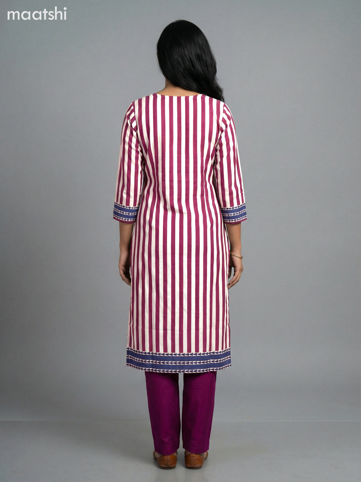 Blue and Magenta Pink Modal Ajrakh Printed Straight Suit