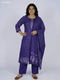 Purple Russian Silk Printed Straight Suit