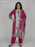 Pink and Grey Modal Floral Printed Straight Suit