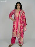 Pink Modal Printed Straight Suit