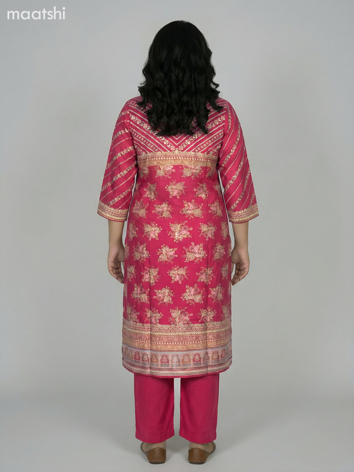 Pink Modal Printed Straight Suit
