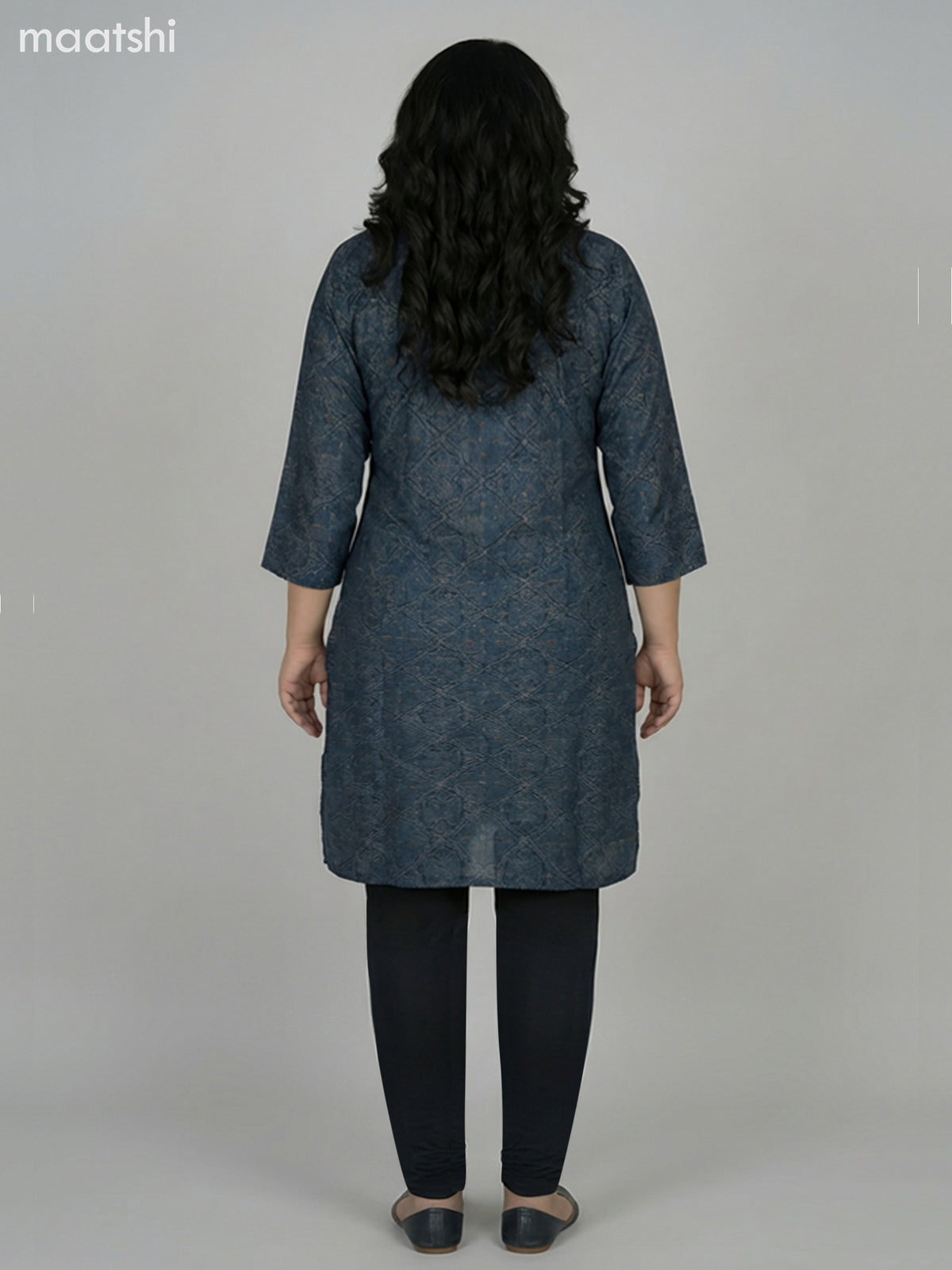 Peacock Blue Modal Ajrakh Printed Short Kurti