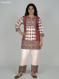 Beige and Maroon Modal Ajrakh Printed Kurti Set