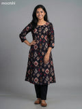 Black Muslin Printed A-Line Kurti