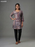 Beige and Black Maroon Modal Printed Short Kurti