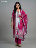 Pink and Grey Modal Floral Printed Straight Suit