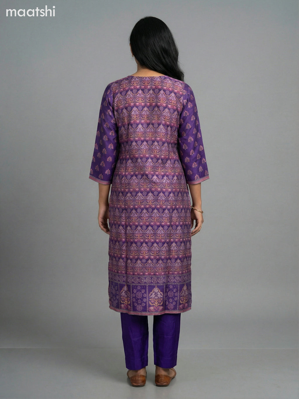 Purple Modal Printed Straight Suit