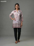 Beige Crepe Silk Floral Printed Short Kurti