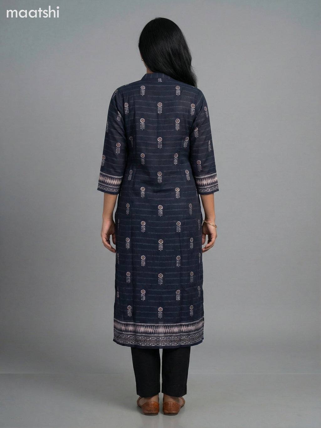 Black Modal Printed Straight Suit