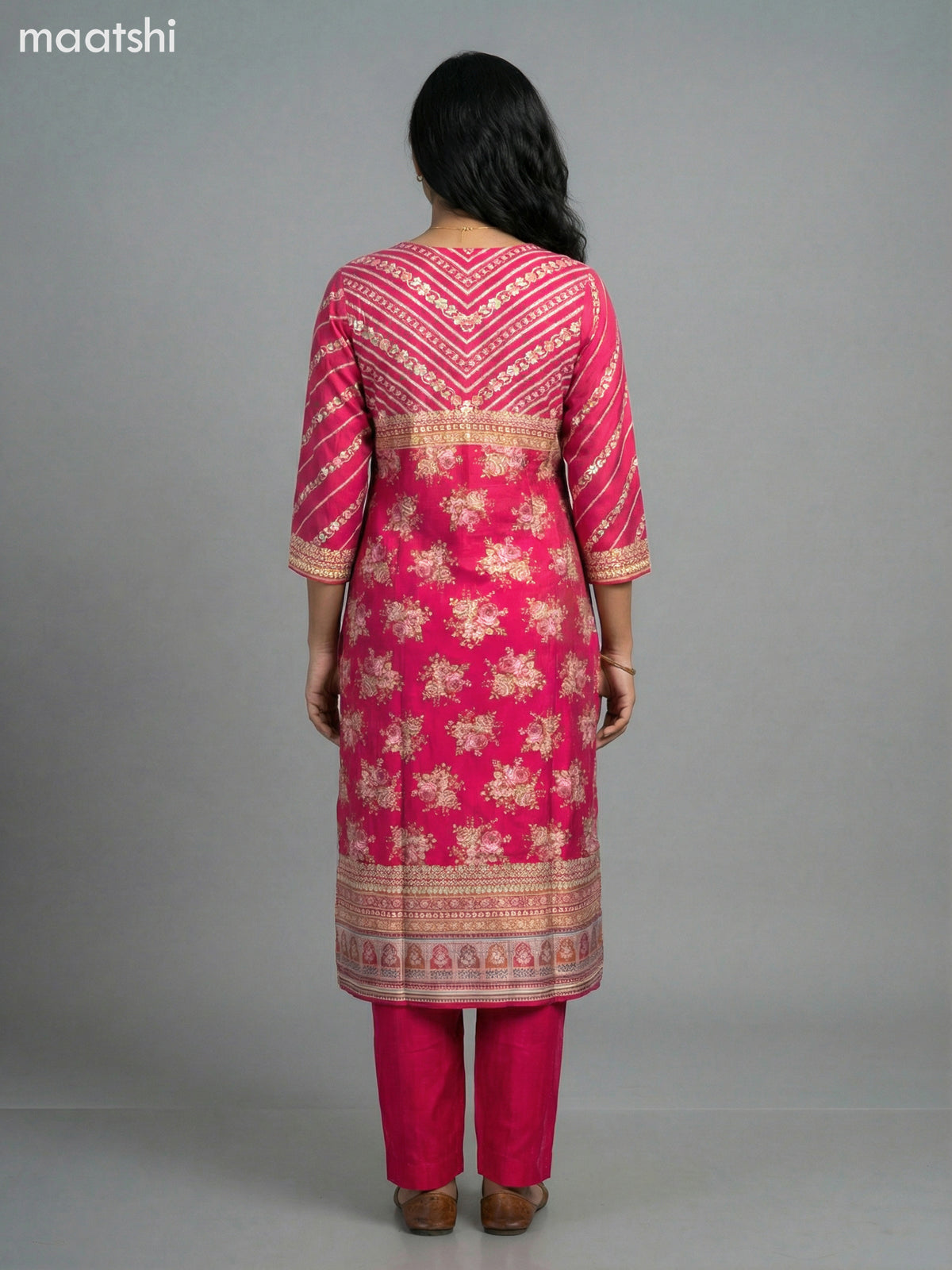 Pink Modal Printed Straight Suit