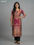 Dark Magenta Pink Modal Floral Printed Straight Kurti