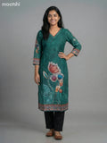Green Muslin Printed Straight Kurti