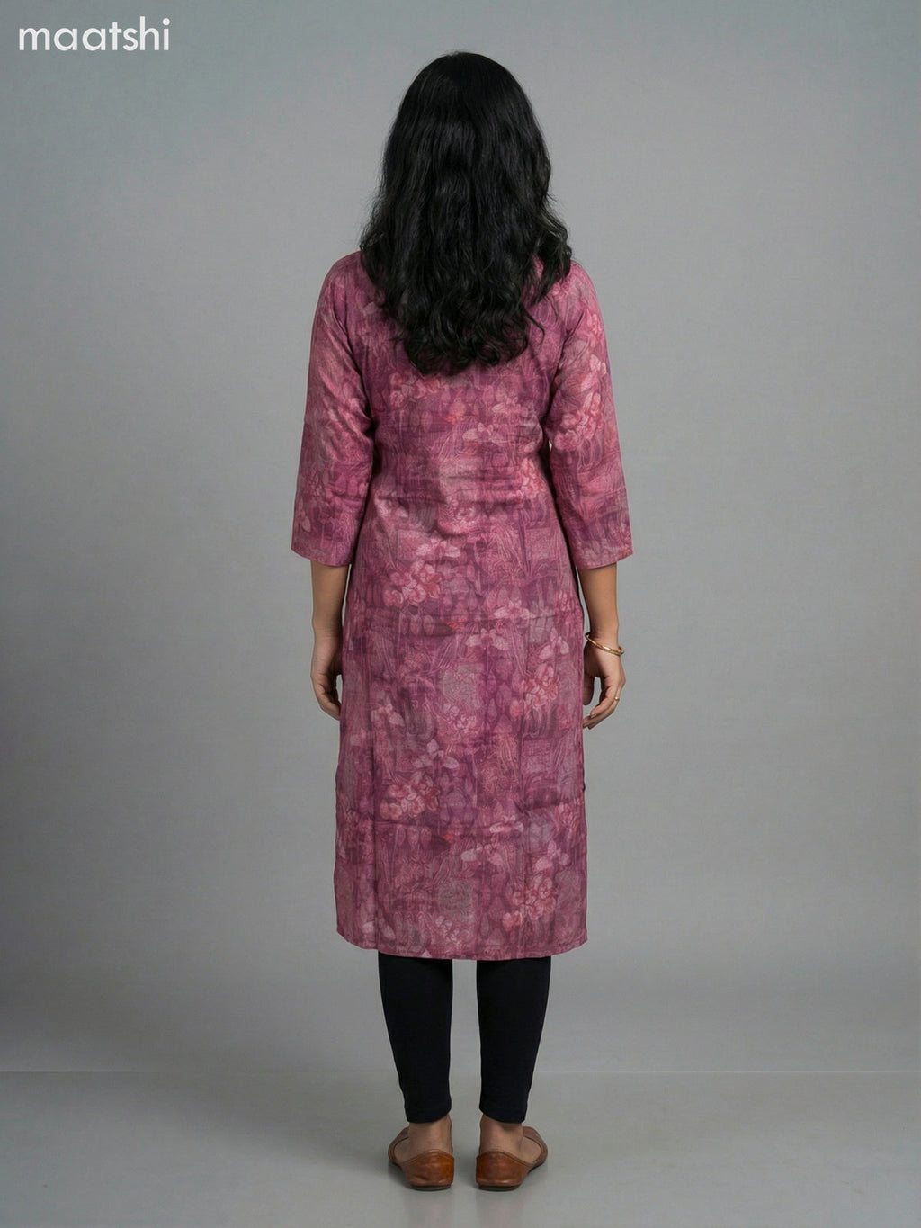 Maroon Shade Muslin Floral Printed Straight Kurti