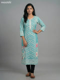 Teal Shade Muslin Printed Straight Kurti