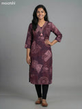 Dark Maroon Muslin Printed Straight Kurti