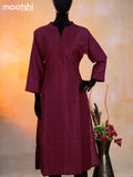 Modal readymade kurti maroon with allover embroidery work & simple neck pattern without pant