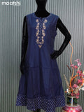 Chanderi anarkali kurti blue with embroidery work neck pattern sleeve attached without pant