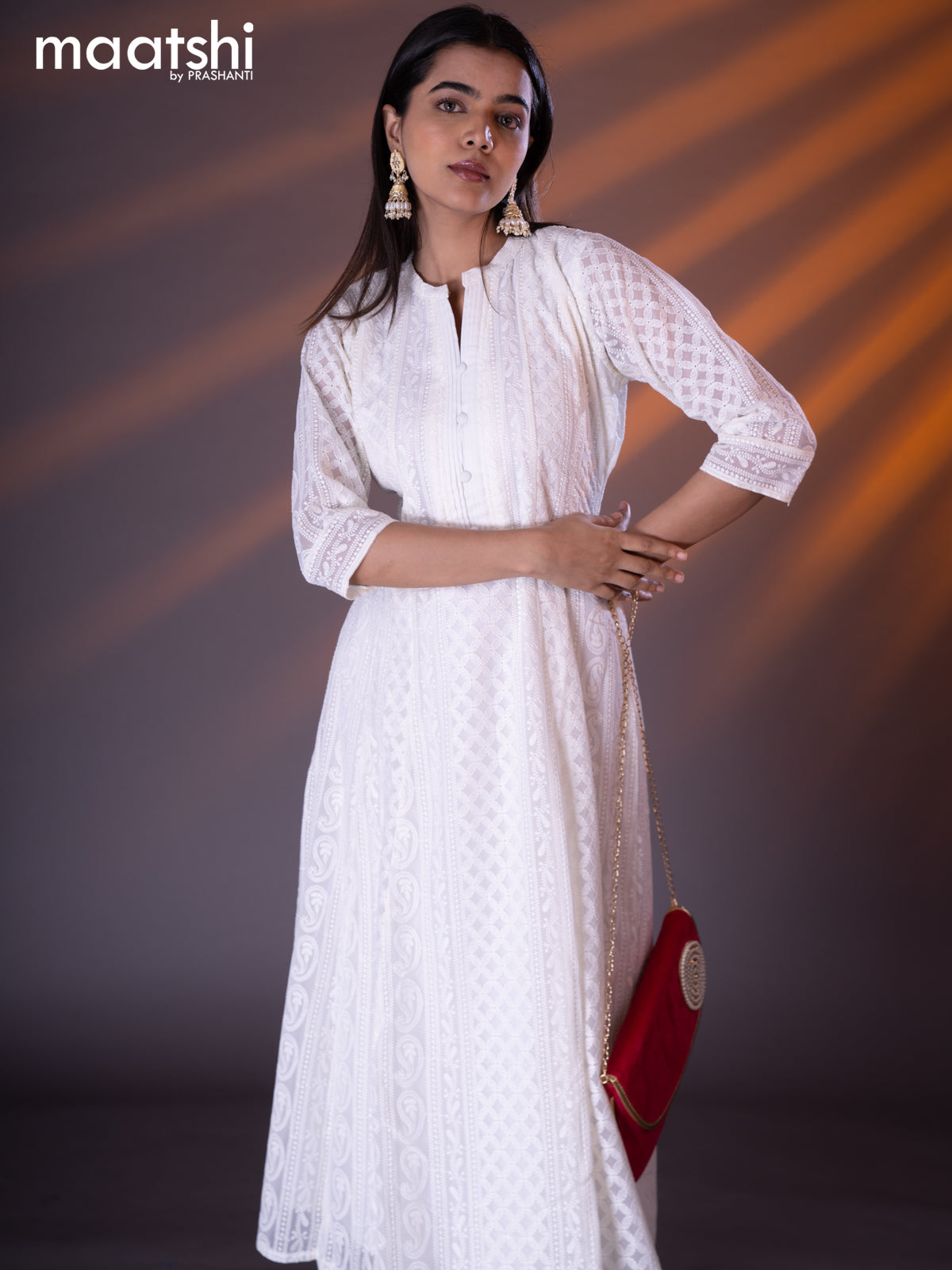 Off white anarkali kurti on sale