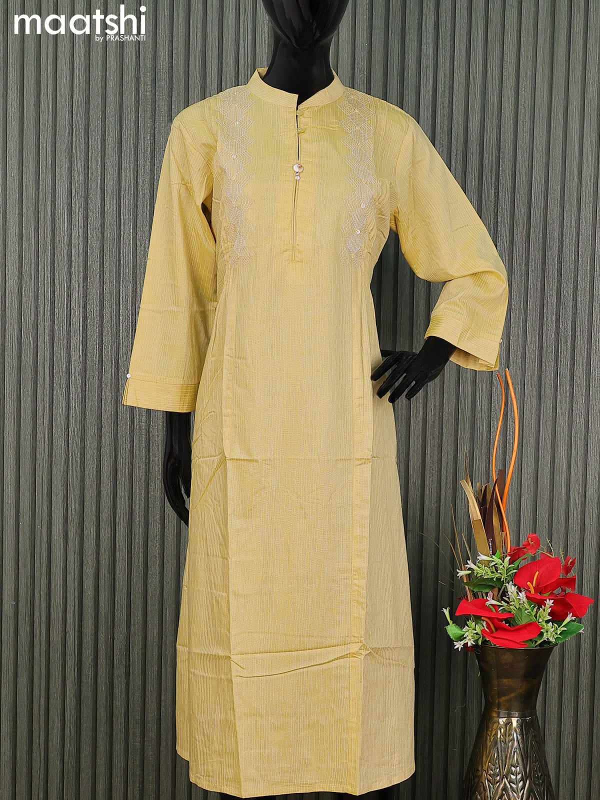 Basant yellow mangalgiri cotton kurta with kota dupatta – Sohni
