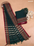 Green Narayanpet Cotton Dress Material With Plain Body and Running Bottom & Duppata