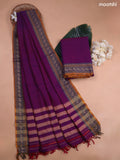 Purple Narayanpet Cotton Dress Material With Plain Body and Running Bottom & Duppata