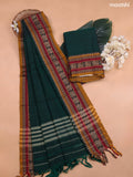 Green Narayanpet Cotton Dress Material With Plain Body and Running Bottom & Duppata