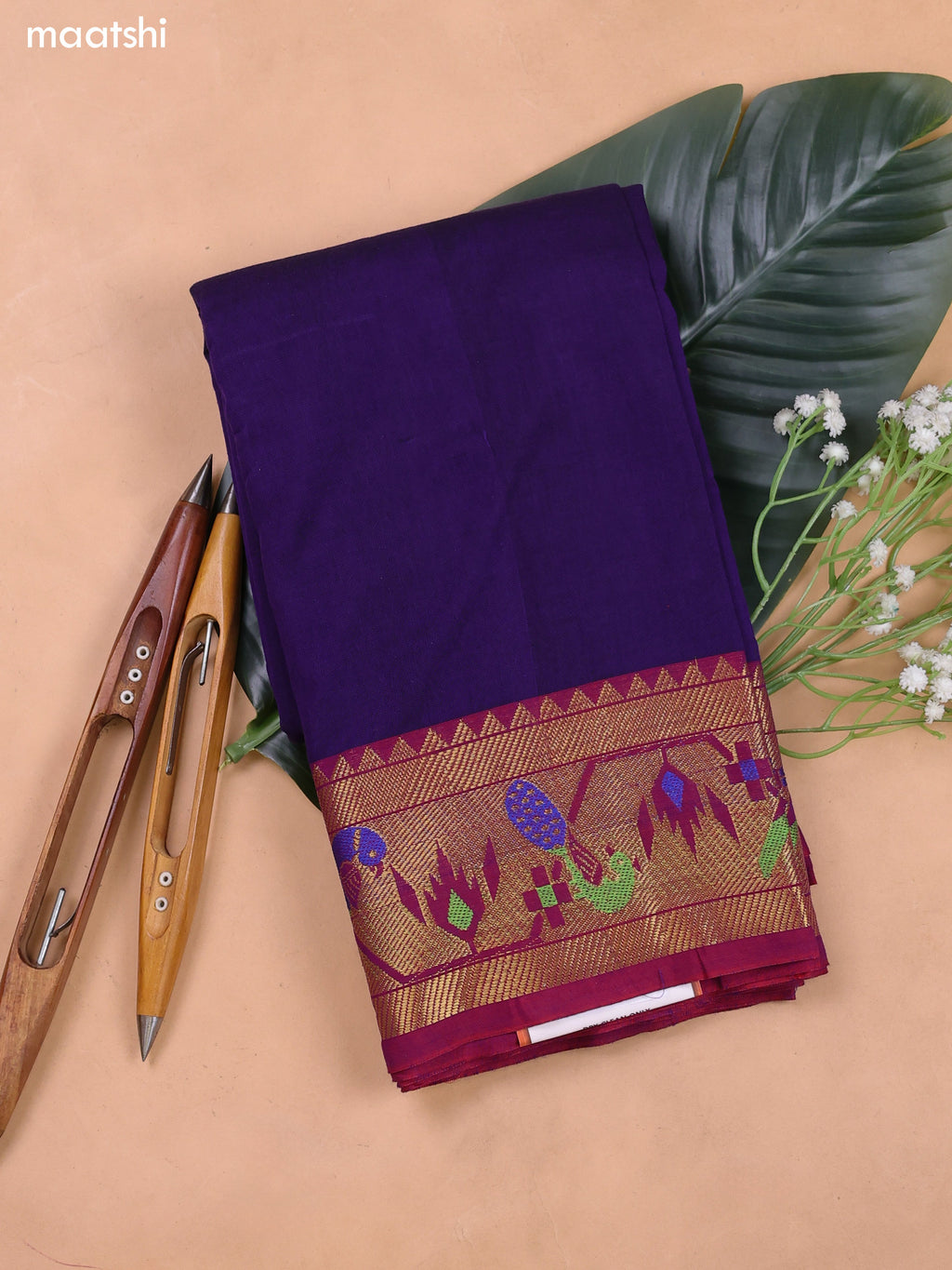 Violet Narayanpet Cotton Dress Material With Plain Body and Running Bottom & Duppata