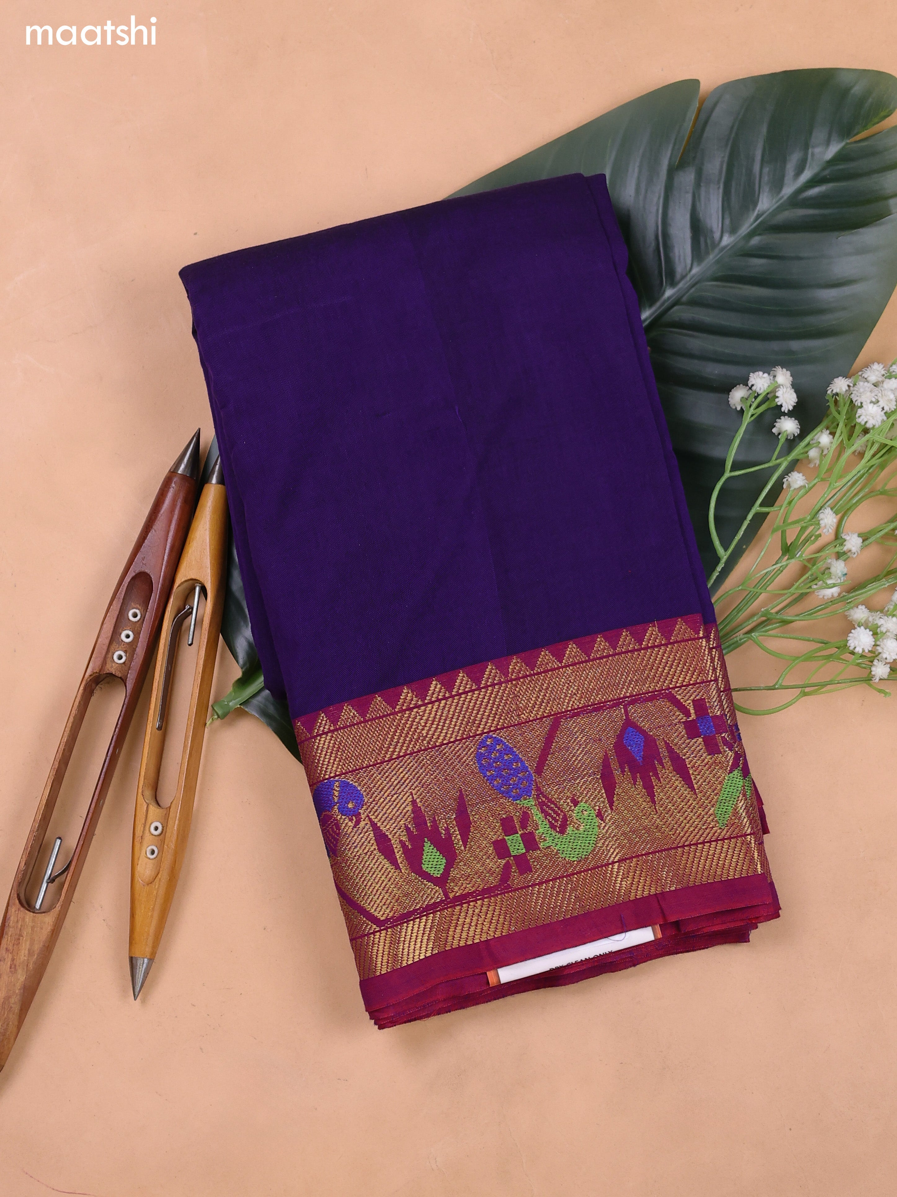 Violet Narayanpet Cotton Dress Material With Plain Body and Running Bottom & Duppata
