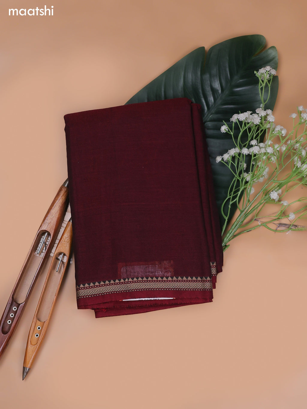 Maroon Narayanpet Cotton Dress Material With Plain Body and Running Bottom & Duppata
