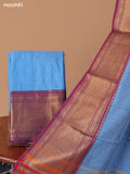 Light Blue Narayanpet Cotton Dress Material With Plain Body & Thread Woven Border and Running Bottom & Duppata