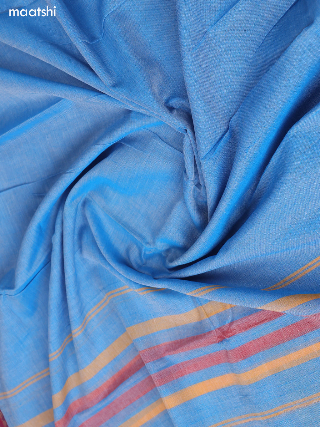 Light Blue Narayanpet Cotton Dress Material With Plain Body & Thread Woven Border and Running Bottom & Duppata