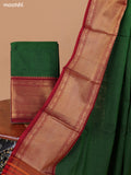 Green Narayanpet Cotton Dress Material With Plain Body & Thread Woven Border and Running Bottom & Duppata