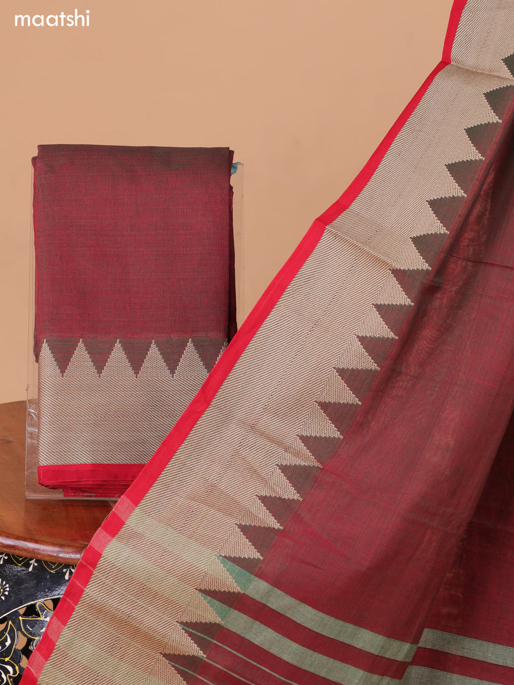 Manthulir Green Narayanpet Cotton Dress Material With Plain Body & Thread Woven Border and Running Bottom & Duppata