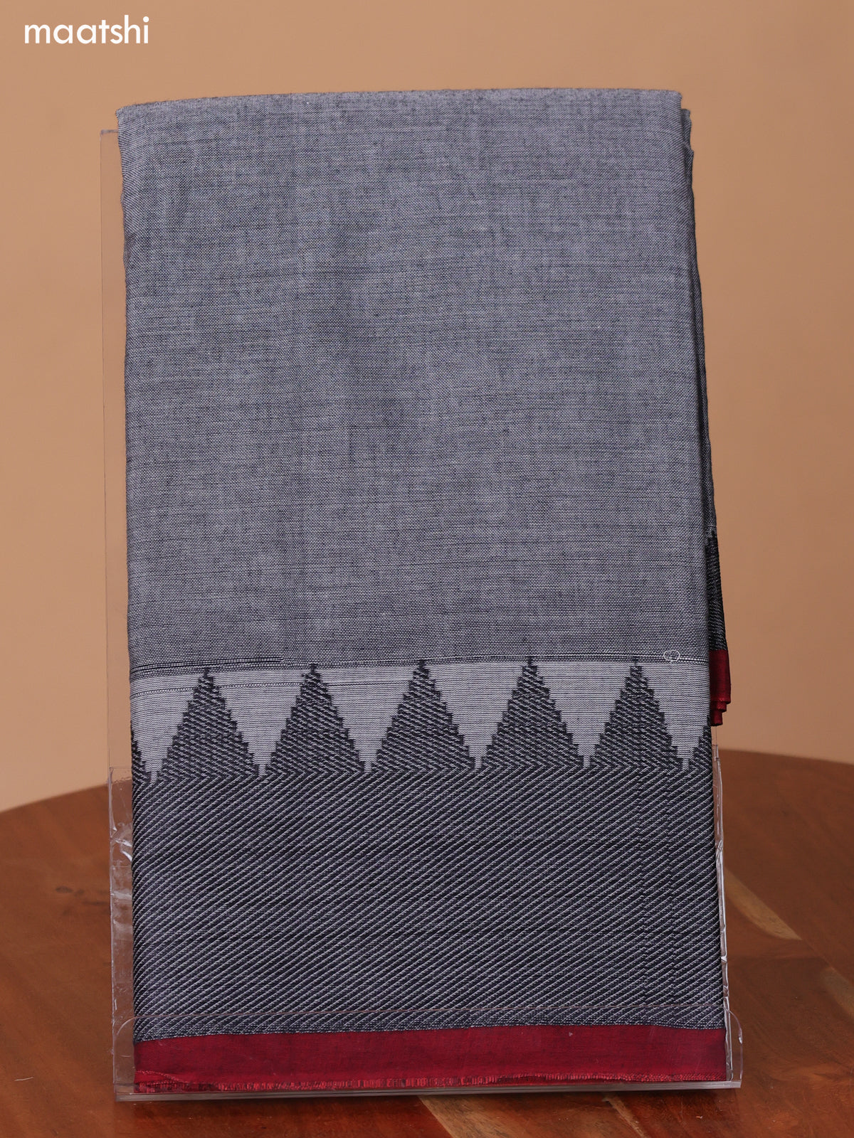 Grey Narayanpet Cotton Dress Material With Plain Body & Thread Woven Border and Running Bottom & Duppata