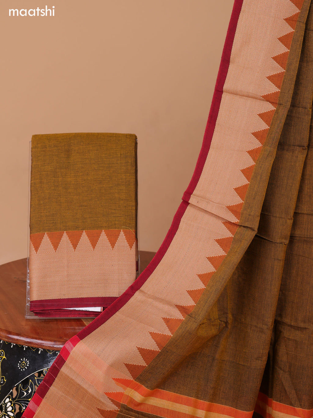 Mustard Narayanpet Cotton Dress Material With Plain Body & Thread Woven Border and Running Bottom & Duppata