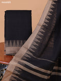 Black Narayanpet Cotton Dress Material With Plain Body & Thread Woven Border and Running Bottom & Duppata